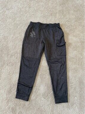 Avia Mens Medium Gray Cargo Jogger Sweatpants Fleece Athletic Casual